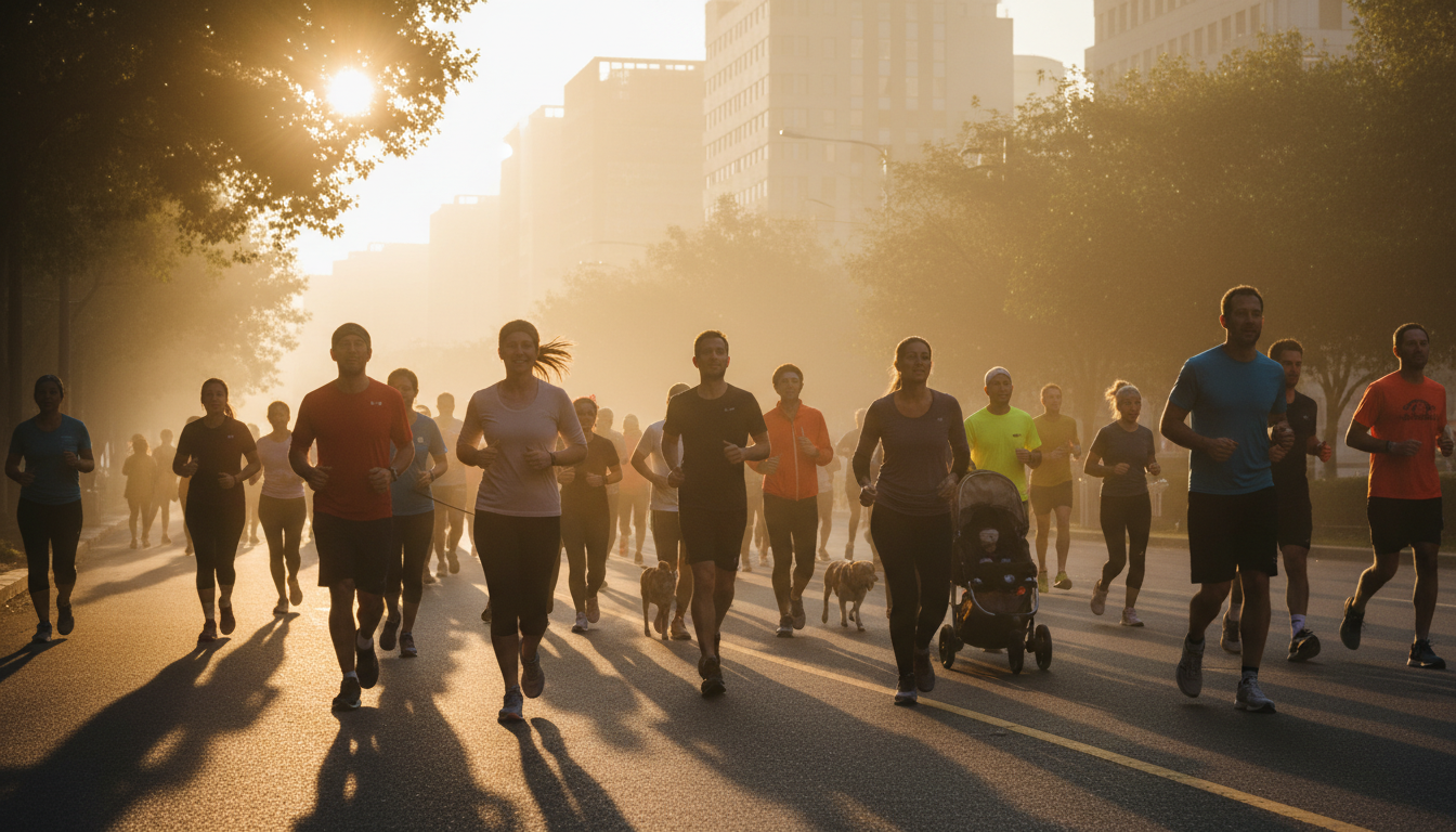 Runners at sunrise - Running with Rami community